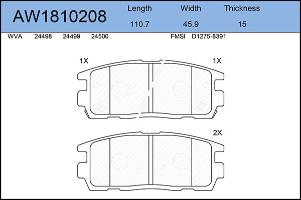 

Тормозные колодки AywiParts дисковые AW1810208