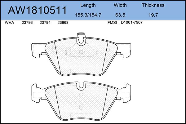 Тормозные колодки AywiParts дисковые AW1810511