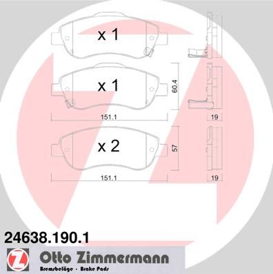 фото Комплект тормозных колодок, дисковый тормоз zimmermann 24638.190.1