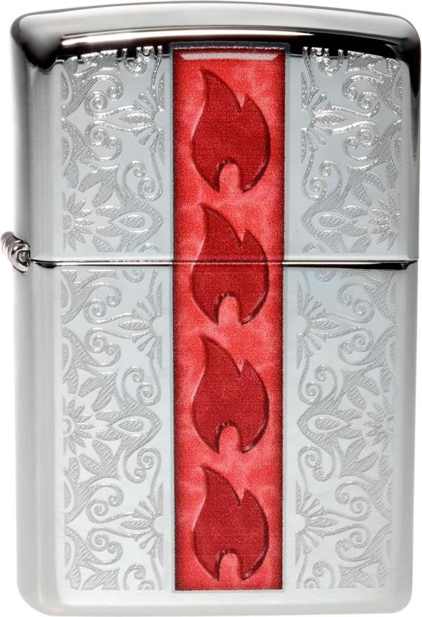 

Бензиновая зажигалка Zippo №250 Flowering Design High Polish Chrome, Красный;серебристый, №250 Flowering Design
