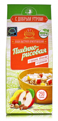 

Каша пшенно-рисовая С добрым утром с грушей-яблоком-орехами 250 г