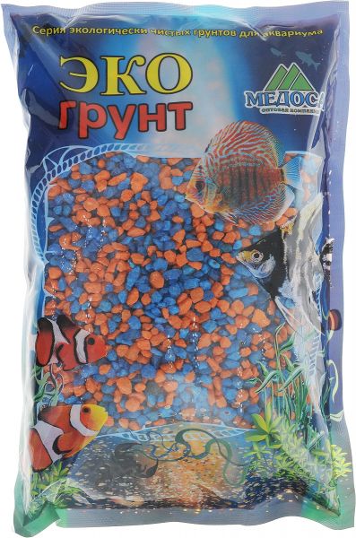 Грунт для аквариума ЭКОГРУНТ  Цветная мраморная крошка синяя блестящая 2 - 5 мм 1кг