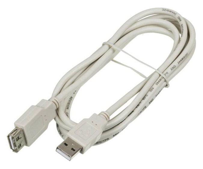 фото Кабель ningbo usb a-usb a, m-f 1,8м white