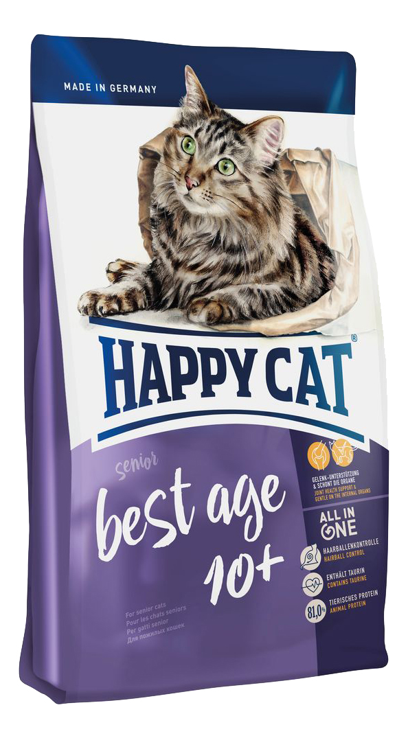 фото Сухой корм для кошек happy cat fit & well best age 10+ senior, ягненок,курица,лосось, 4кг