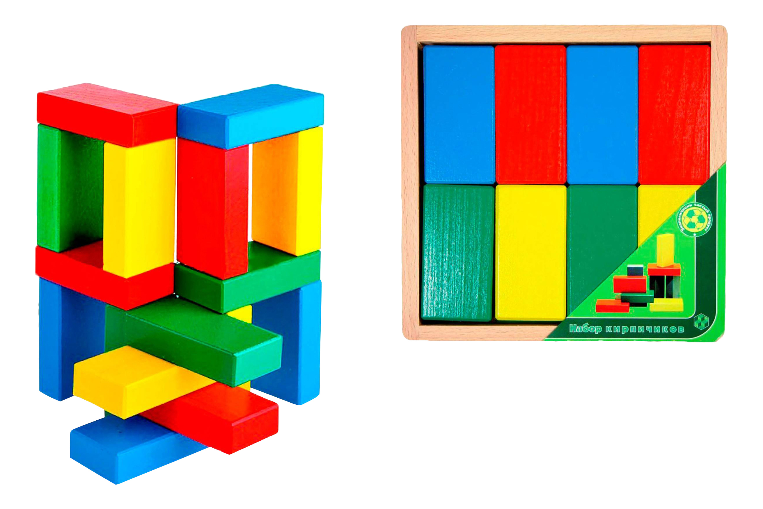 фото Конструктор деревянный престиж-игрушка кирпичики цветные