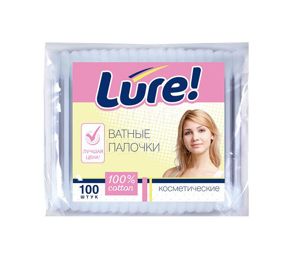 

Ватные палочки LURE 100 шт в пакете, ватные палочки 100 шт в пакете