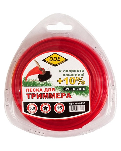 

Леска для триммера прямая звезда 3 мм DDE Speed line 644-955 15 м, Красный, Speed line