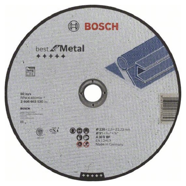 Диск отрезной абразивный Bosch Best по метл 230x2,5, прям 2608603530 диск отрезной абразивный bosch standard по мет 115х1 6 прям 2608603163
