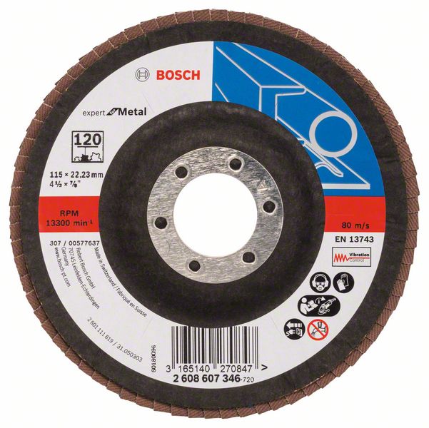 фото Круг лепестковый bosch 115мм k120 expert for metal 2608607346