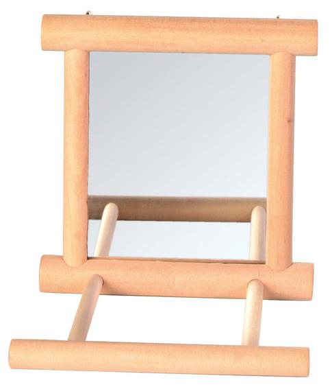 фото Зеркало для птиц trixie с жердочкой 9х9 см деревянное