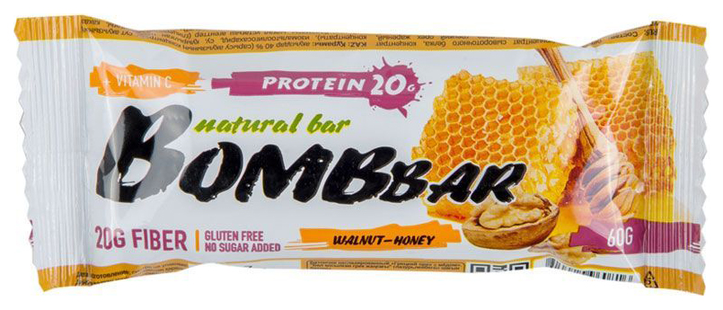 фото Протеиновый батончик bombbar protein bar 60 г грецкий орех с медом