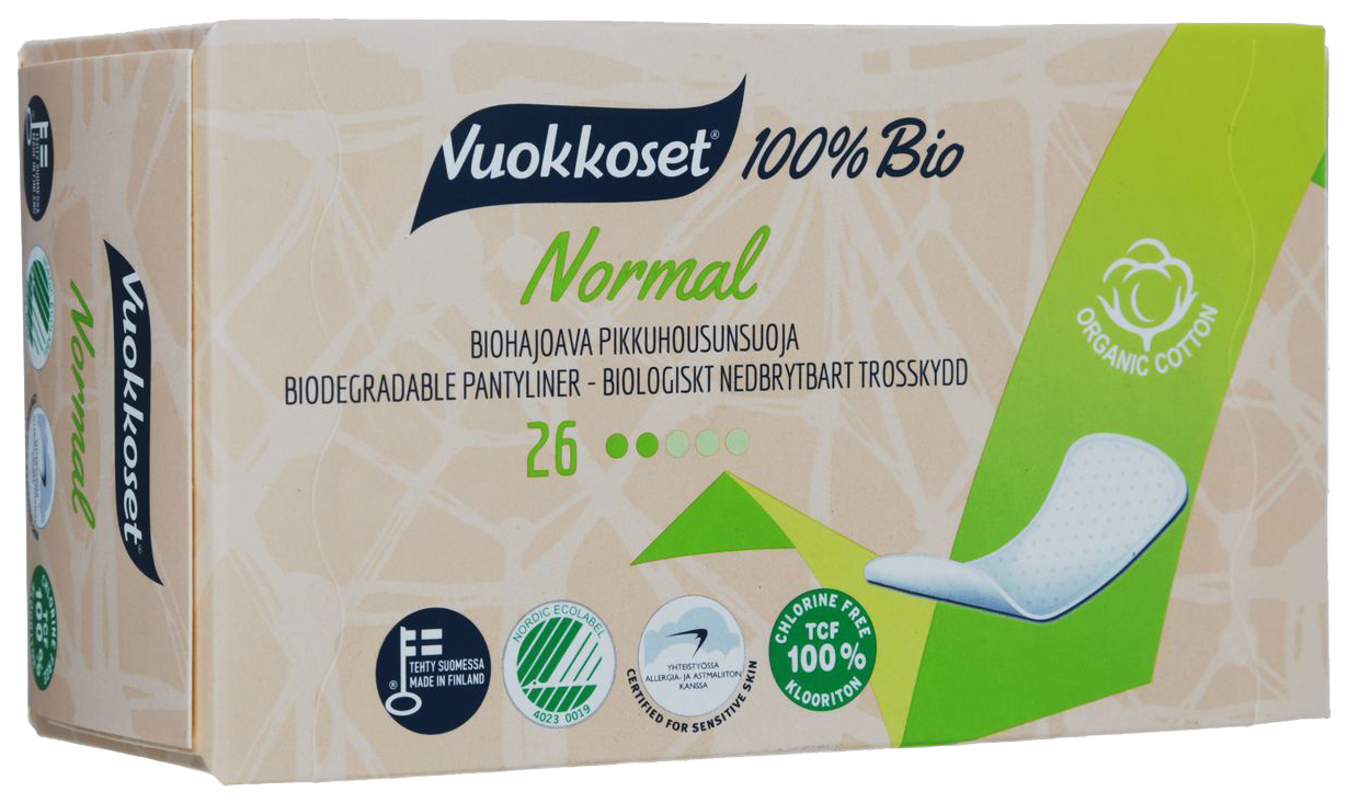 

Прокладки Vuokkoset 100% Bio Normal 26 шт, Normal