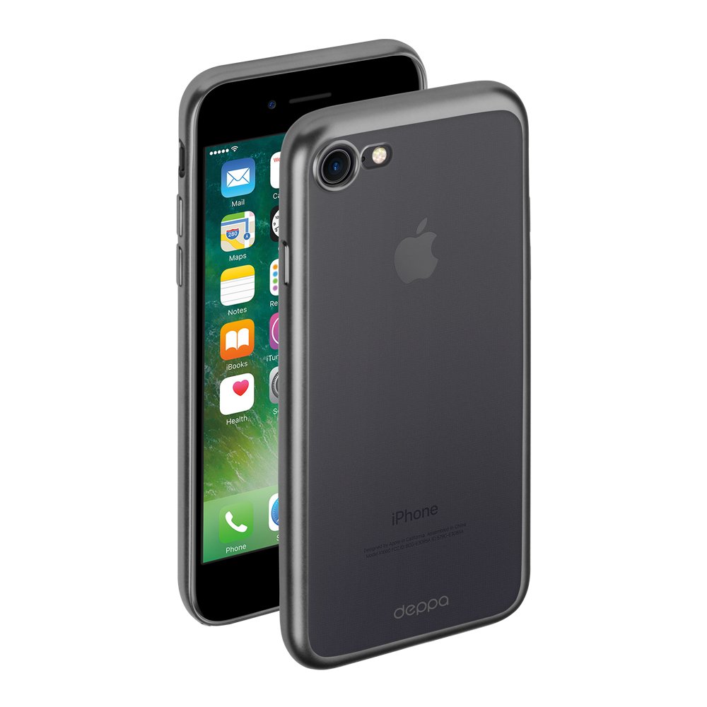 фото Чехол gel plus case матовый для apple iphone 7, графит, deppa