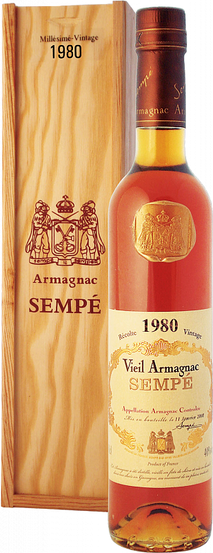 

Арманьяк Sempe Vieil, Armagnac AOC , 40 %, 500 мл, 1980г, gift box