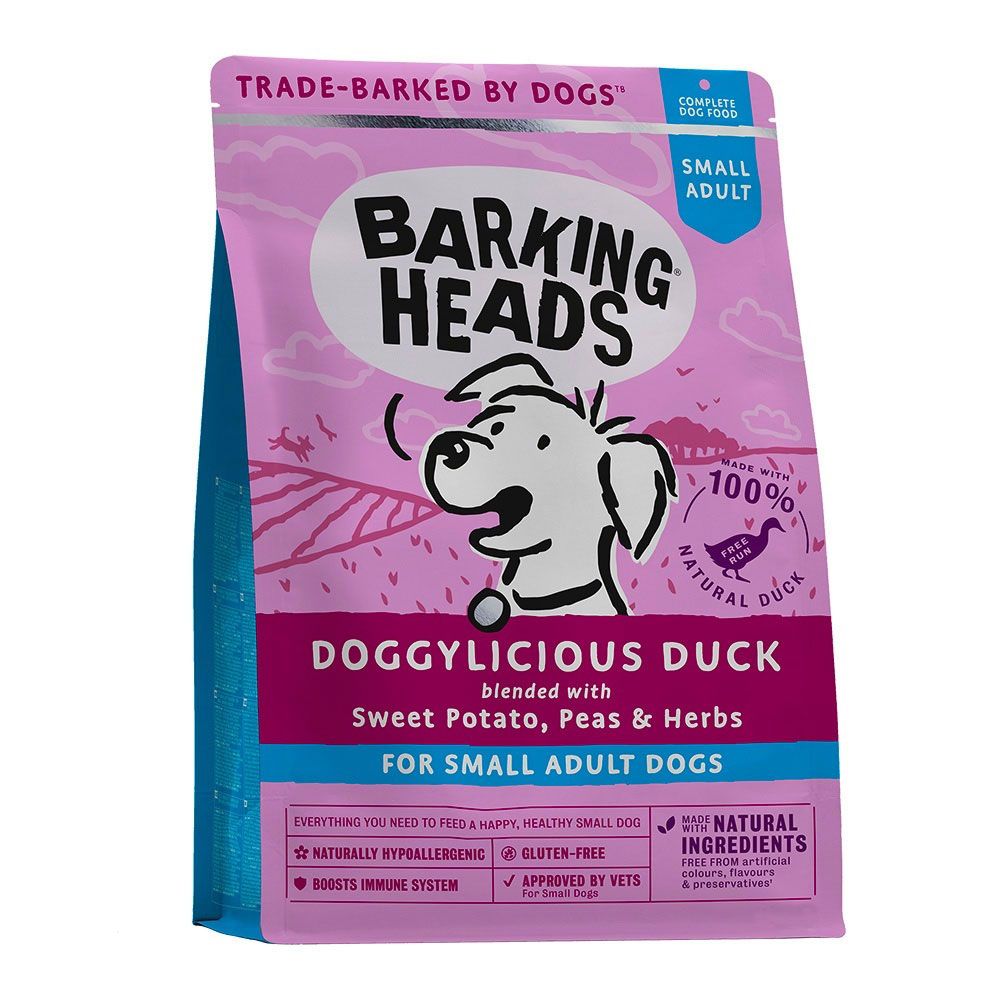 фото Сухой корм для собак barking heads small adult doggylicious duck, утка и батат, 1,5кг