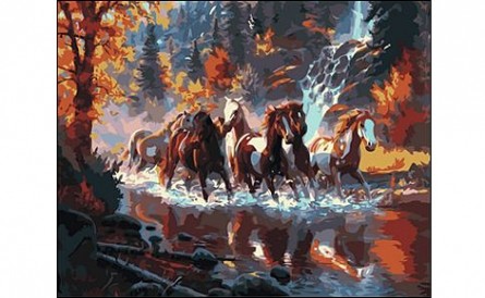 

Холст с красками "Рисование по номерам. Табун лошадей", 40x50 см, Табун лошадей