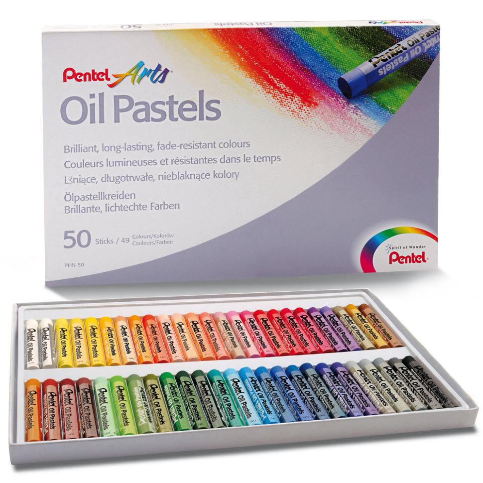 фото Пастель масляная художественная pentel oil pastels 50 цветов круглое сечение phn4-50