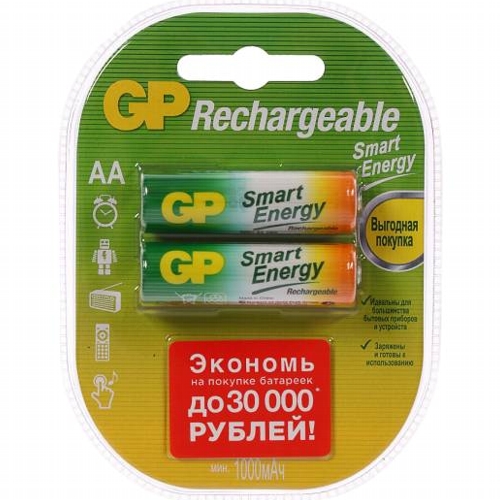 фото Аккумулятор gp smart energy aa hr6-2bl 1000мач 2 шт