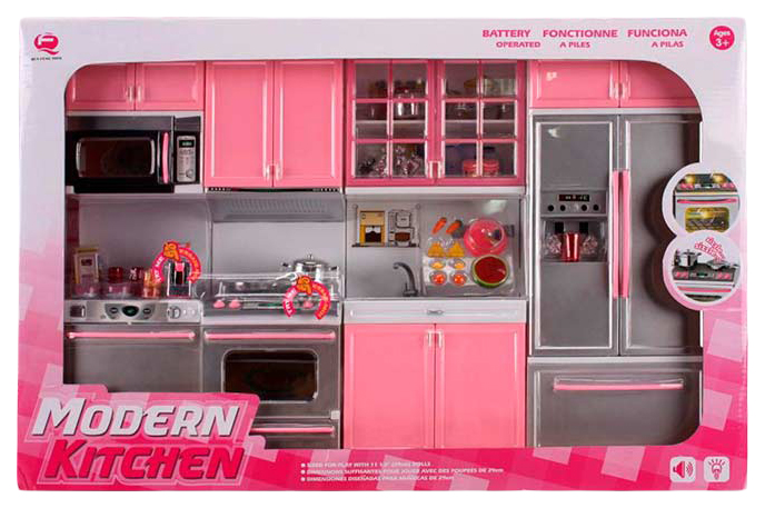 Игровой набор Junfa Toys Modern Kitchen 118331-TN детская кухня home kitchen высокая пар вода звуки готовки холодильник чайник цв коралл
