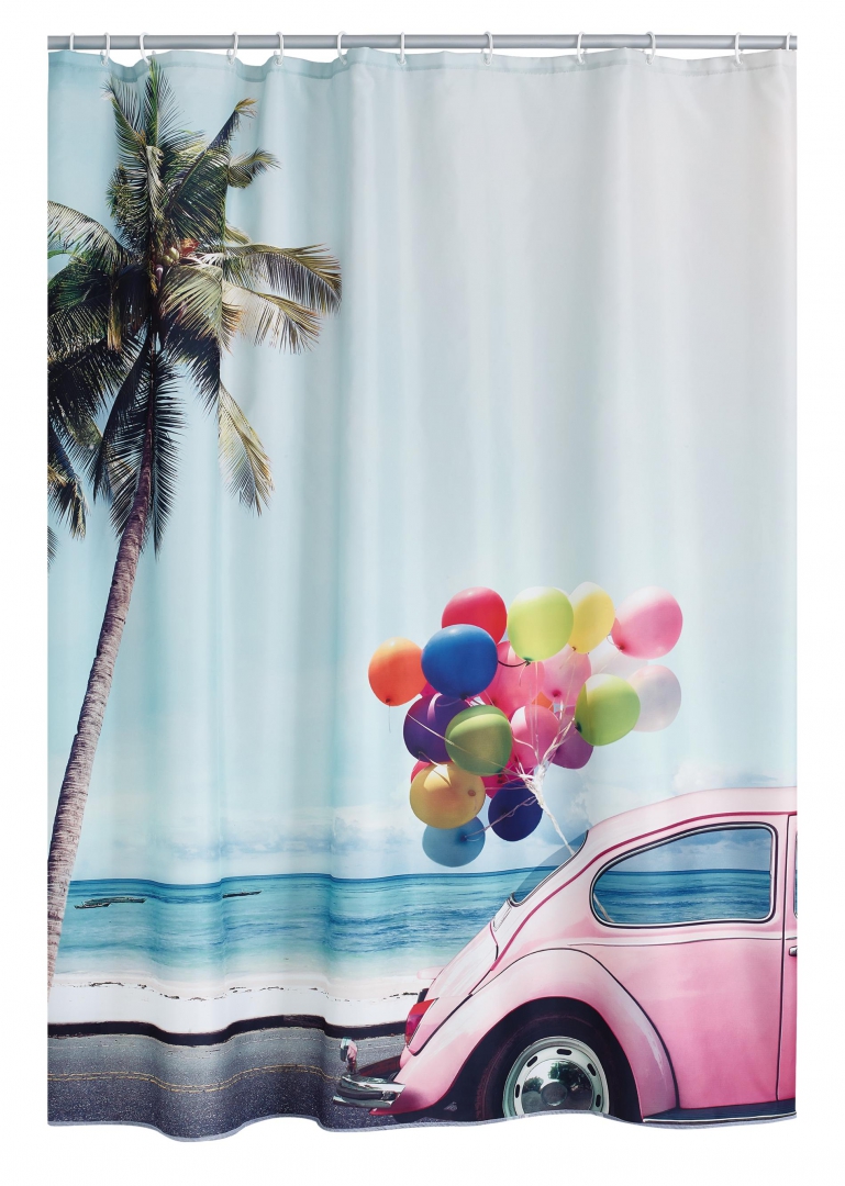 фото Штора для ванных комнат palms and balloons цветной 180*200 ridder