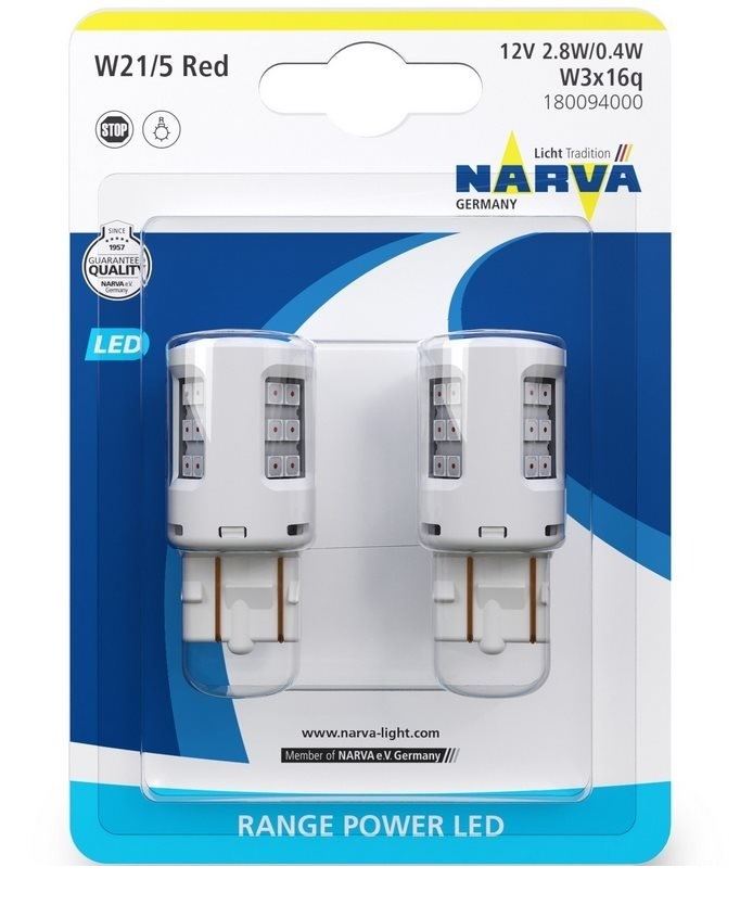 

Лампа W21/5 12v 2,7w Led Red B2 NARVA арт. 180094000