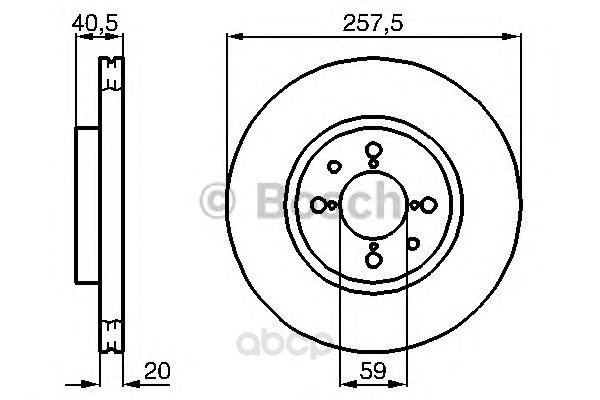 фото Тормозной диск bosch передний для alfa romeo 145, 147 94-01/fiat doblo 2001- 0986478515