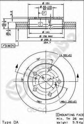 фото Тормозной диск brembo задний для 09562314