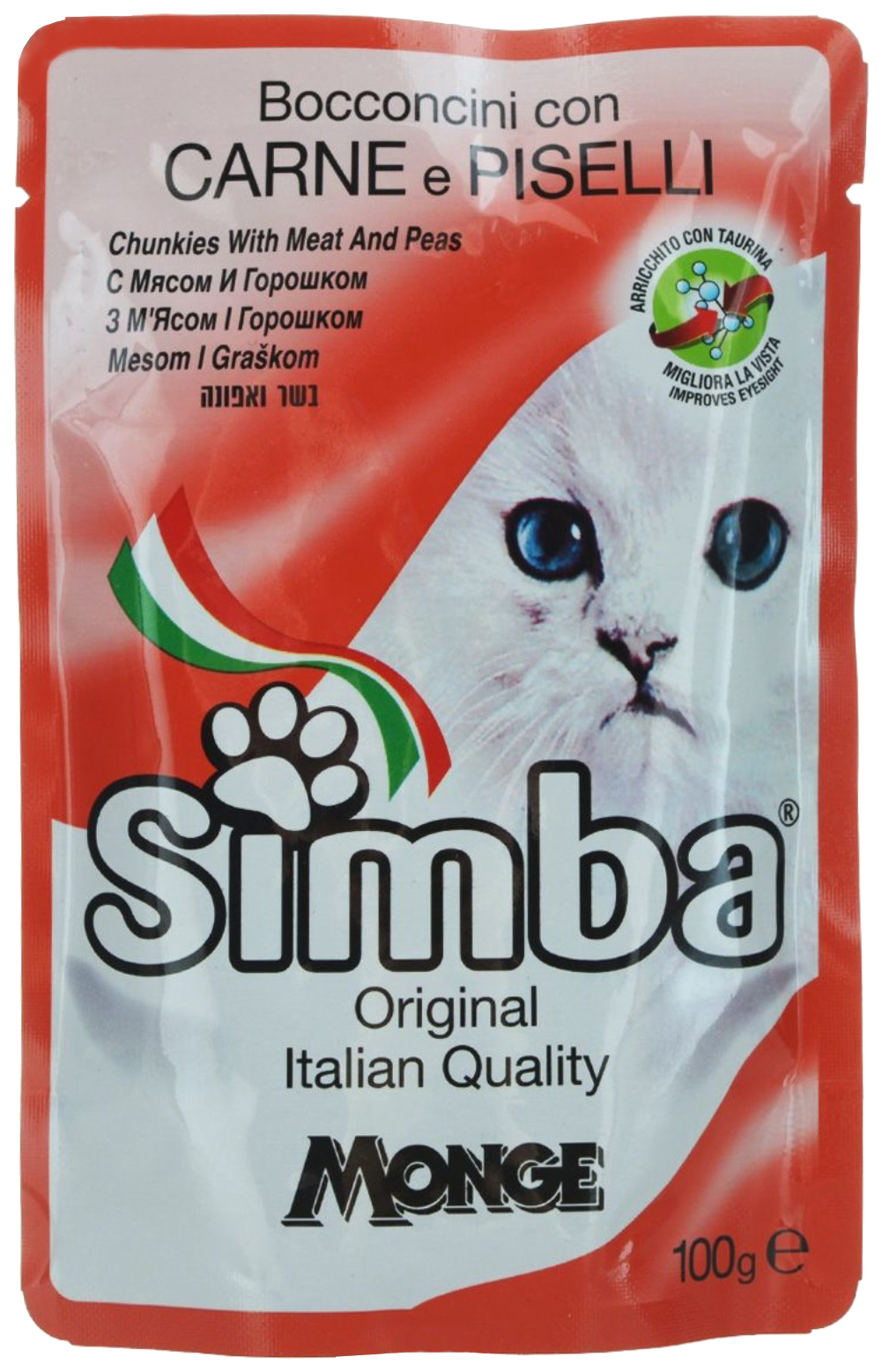 

Влажный корм для кошек Simba, с мясом и горохом, 24шт по 100г, с мясом и горохом, 100 г