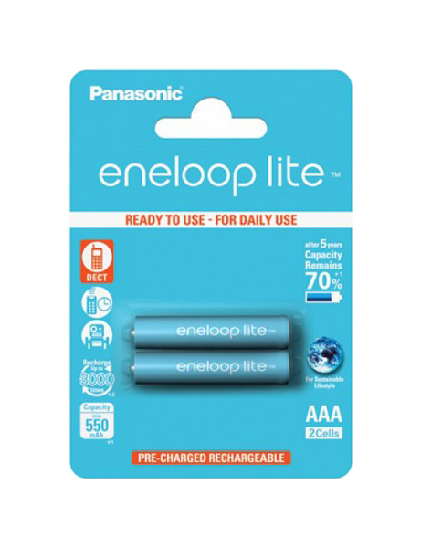 фото Аккумуляторная батарея panasonic eneloop lite bk-4lcce/2be 2 шт