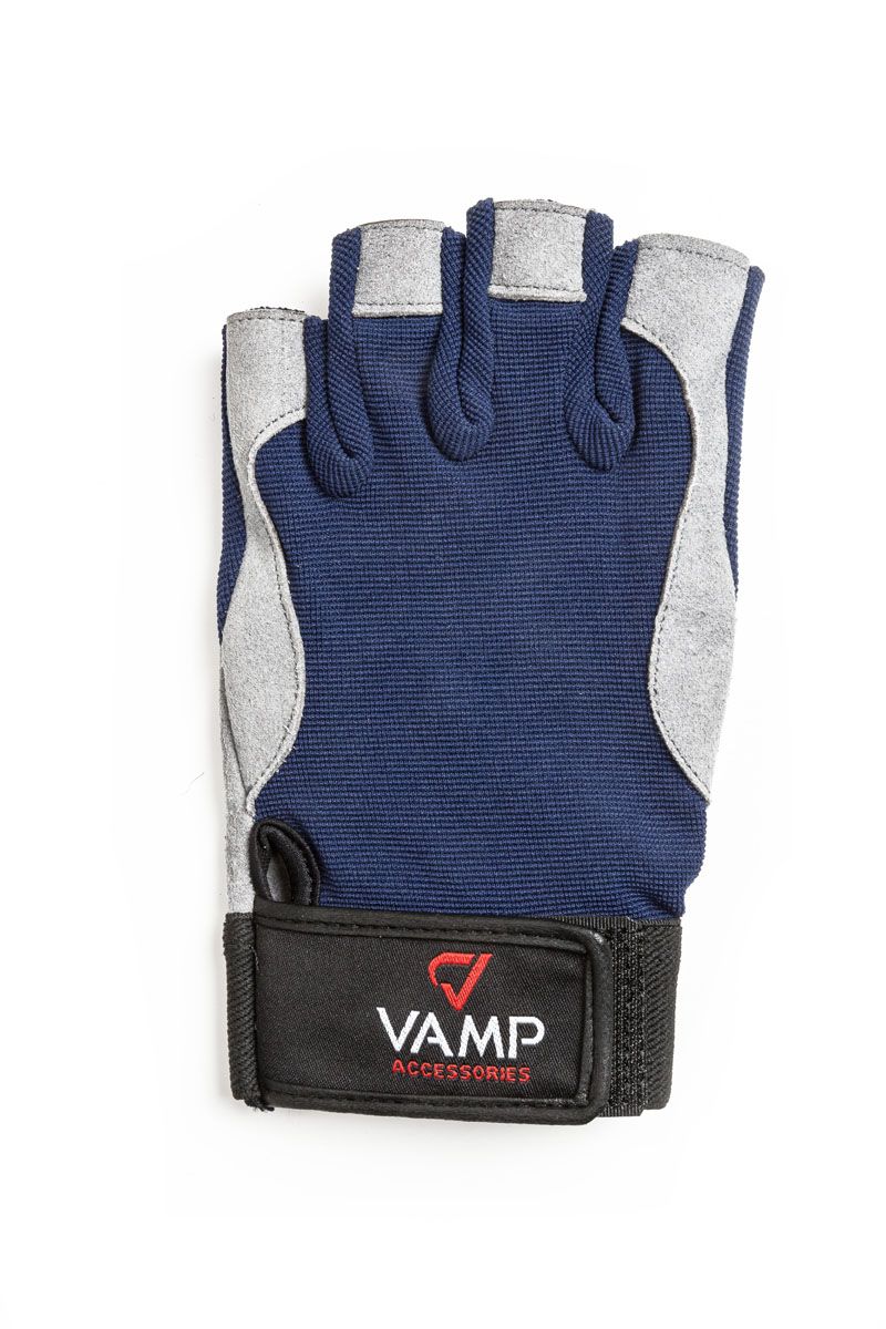 фото Перчатки для фитнеса vamp re-537, серые/синие, m