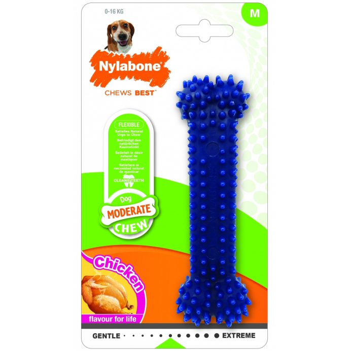 Игрушка для собак NYLABONE Косточка Dental умеренно жесткая с ароматом курицы M