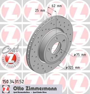 фото Тормозной диск zimmermann 150.3431.52