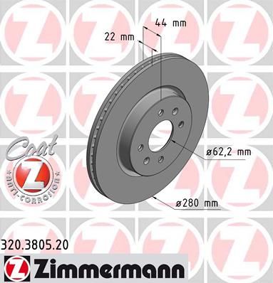 фото Тормозной диск zimmermann 320.3805.20