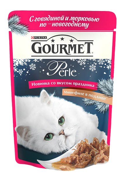 

Влажный корм для кошек Gourmet Perle, говядина, овощи, 85г, Perle