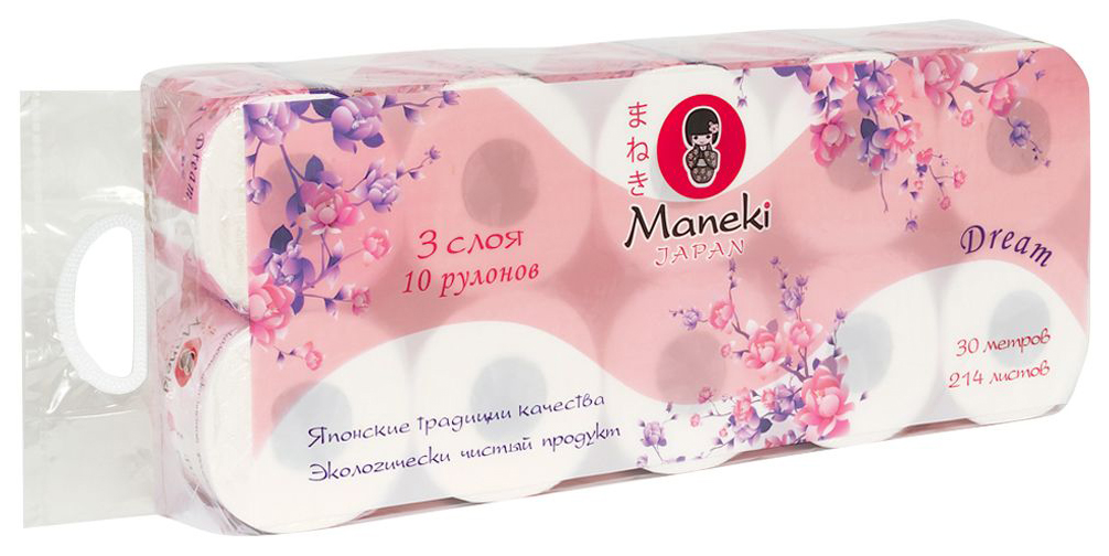 фото Туалетная бумага maneki dream 10х30 м