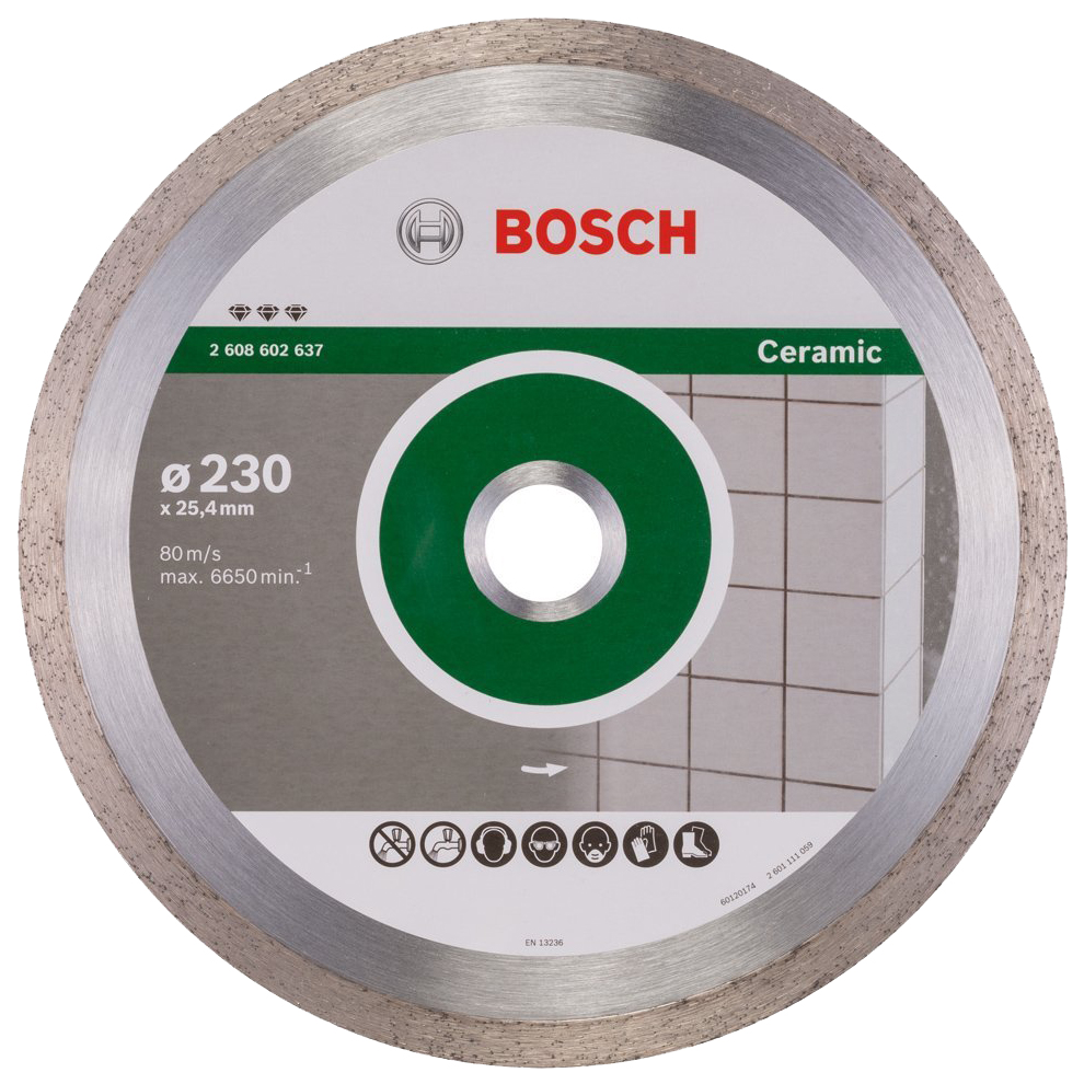 диск отрезной алмазный bosch stnd ceramic 10 шт 125 22 23 2608603232 Диск отрезной алмазный Bosch Bf Ceramic230-25,4 2608602637