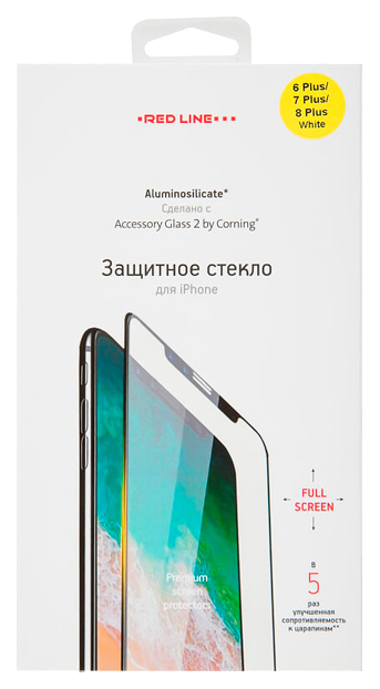 

Защитное стекло RED LINE для Apple iPhone 6 Plus/iPhone 7 Plus/iPhone 8 Plus White, Corning для iPhone 6 Plus/7 Plus/8 Plus White