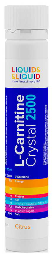 фото Liquid&liquid l-carnitine crystal 2500, 1 ампула 25 мл, citrus