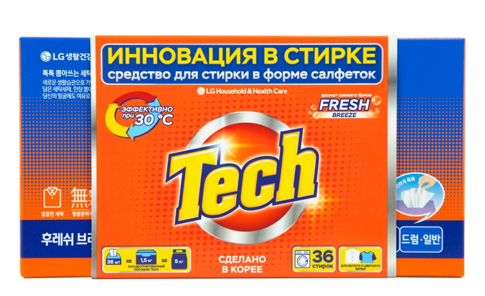 фото Средство для стирки в листах tech fresh breeze 36 штук