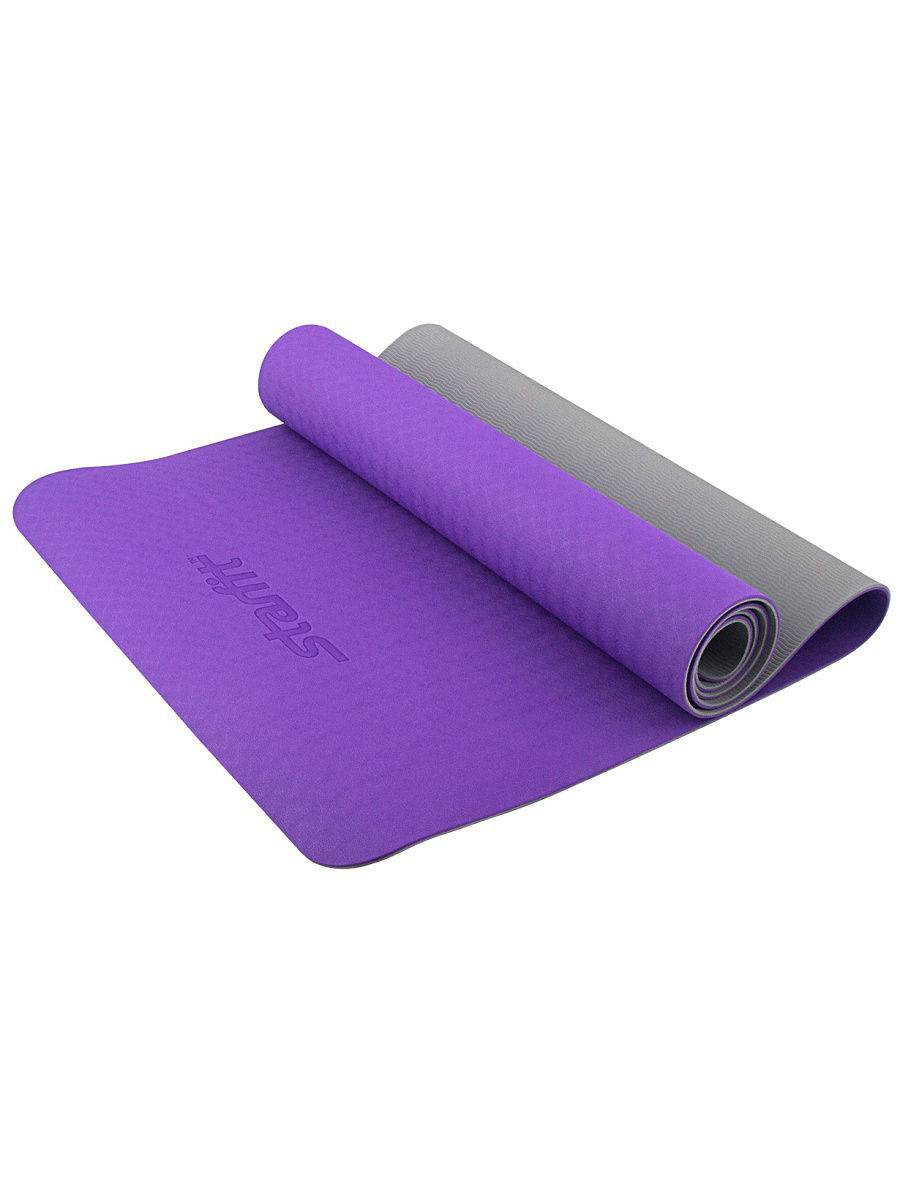 фото Коврик для йоги starfit fm-201 фиолетовый/серый 173 см, 0,5 мм