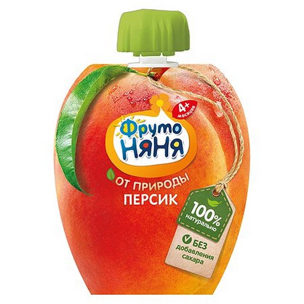 

Пюре ФрутоНяня персиковое натуральное 90 г, 1 шт., Персик пауч