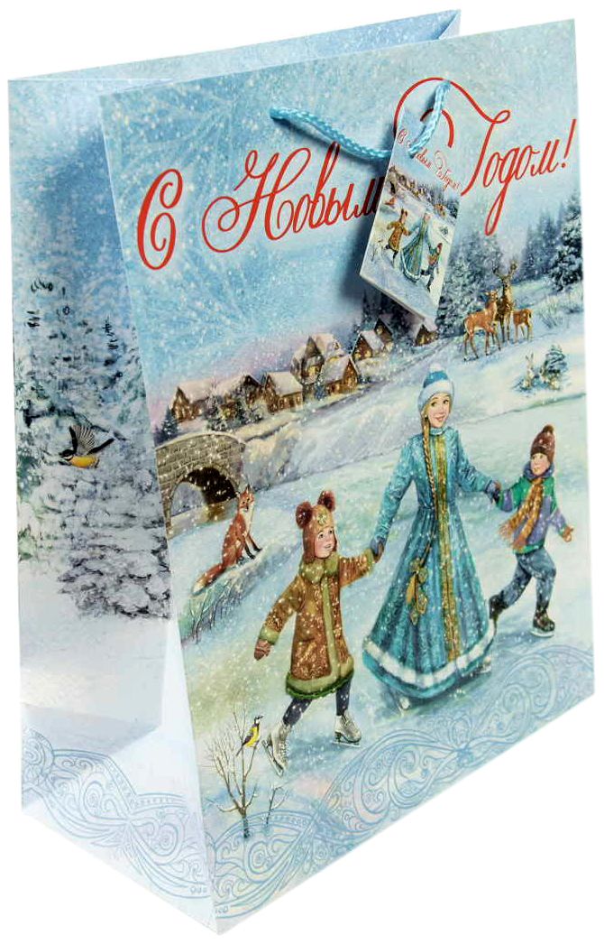 

Пакет бумажный "Зимние забавы", 17,8х22,9х9,8 см