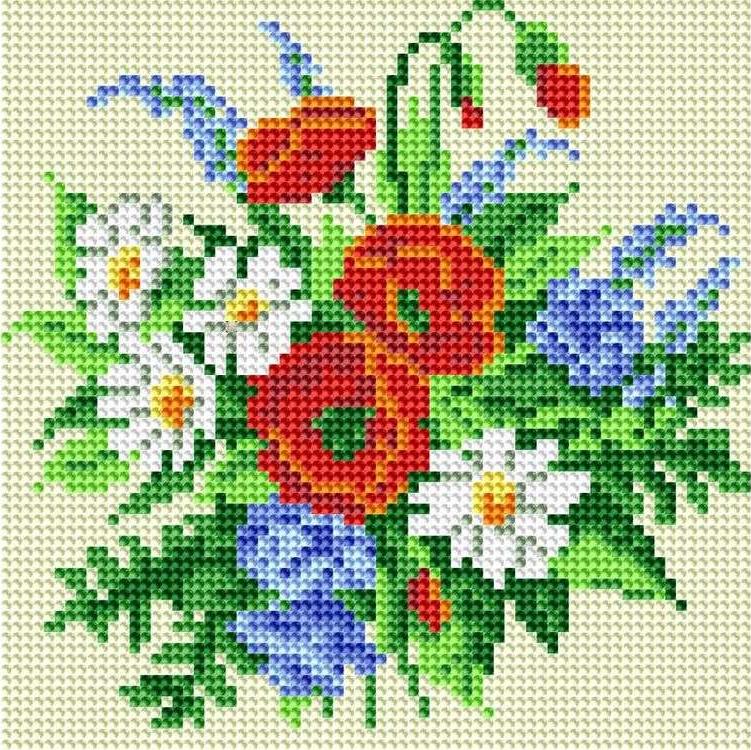 

Алмазная вышивка Белоснежка Весёлый букетик, 20x20 см, Весёлый букетик
