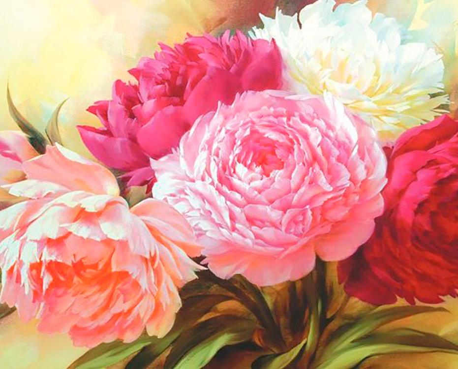 

Алмазная вышивка Алмазное Хобби Разноцветные пионы, 40x50 см, Разноцветные пионы