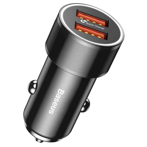

Автомобильное ЗУ быстрое QC 3.0 2xUSB Baseus Small Screw - Черное (CAXLD-B01), Small Screw