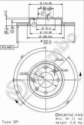 фото Тормозной диск brembo 08960614