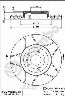 фото Тормозной диск brembo задний для 09493976