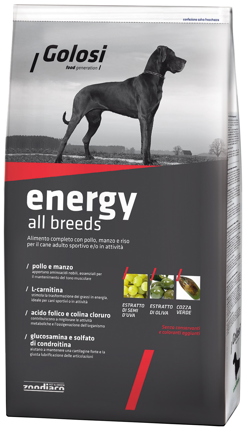 фото Сухой корм для собак golosi energy all breeds adult, говядина, курица, рис, 3кг