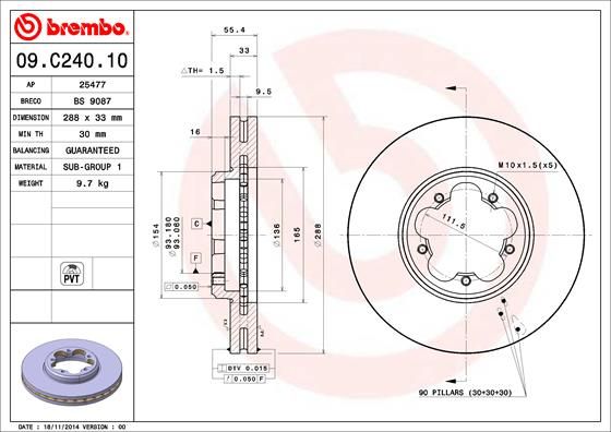 фото Тормозной диск brembo 09.c240.10