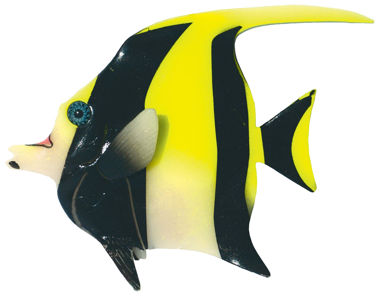 Декорация для аквариума JELLY-FISH Мавританская рыбка светящаяся, желтая, 16х13х2,2 см
